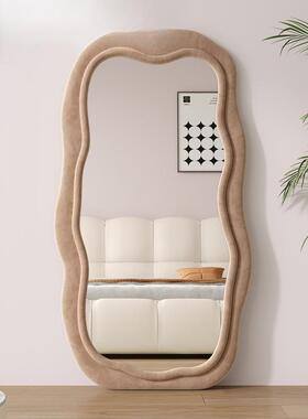 Gy创意全身镜家用落地镜轻奢异形波浪穿衣镜网红客厅黑色装饰