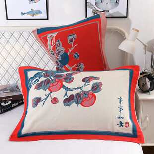 十层纯棉纱布枕巾一对装单人加厚加大欧式大气款成人枕赵之钱