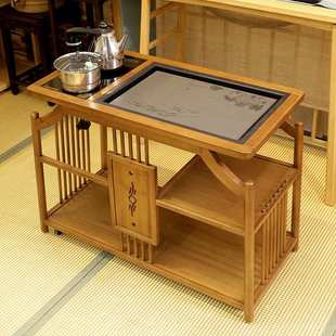九竹可移动茶车茶台多功能一体茶推车竹制家用简约泡茶桌阳台便携