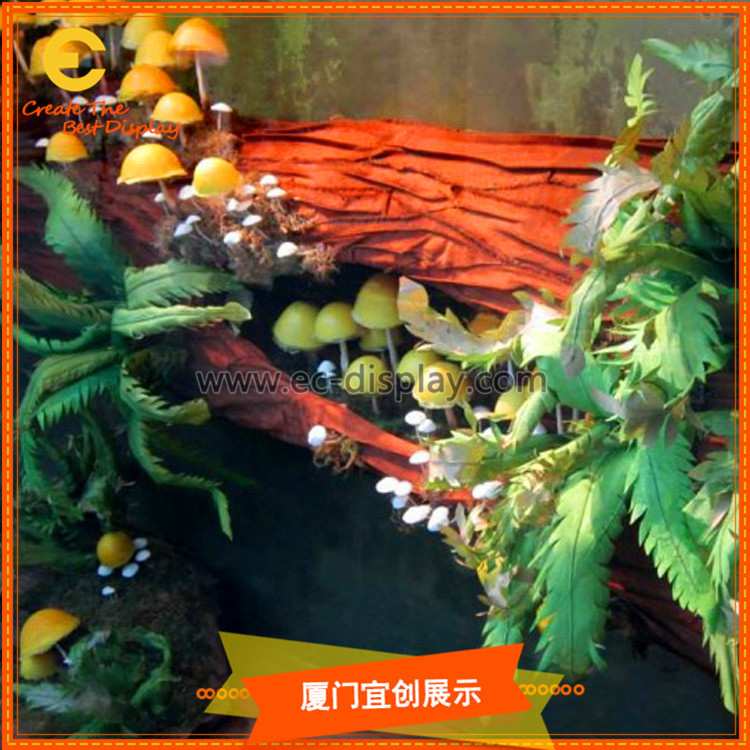 商场美陈橱窗展示道具仿真花树蘑菇创意道具场景布置制作工厂模型