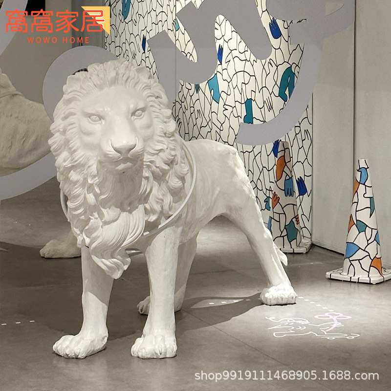 北欧后现代狮子雕塑落地灯现代客厅led灯别墅酒店样板间灯具创意