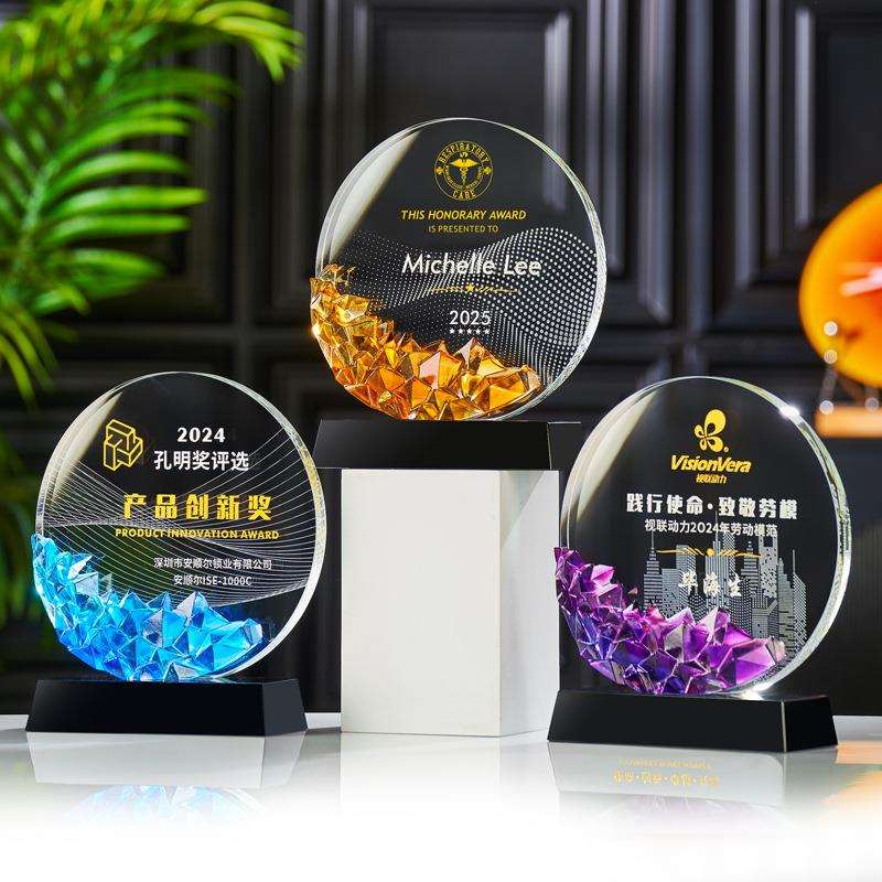 新款水晶刻字定制制作工艺品颁奖公司年会奖杯纪念品摆件厂家
