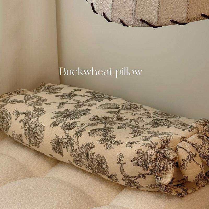 小清新皱皱纱荞麦皮枕成人可拆卸枕芯护颈椎助睡眠枕头单人一只装