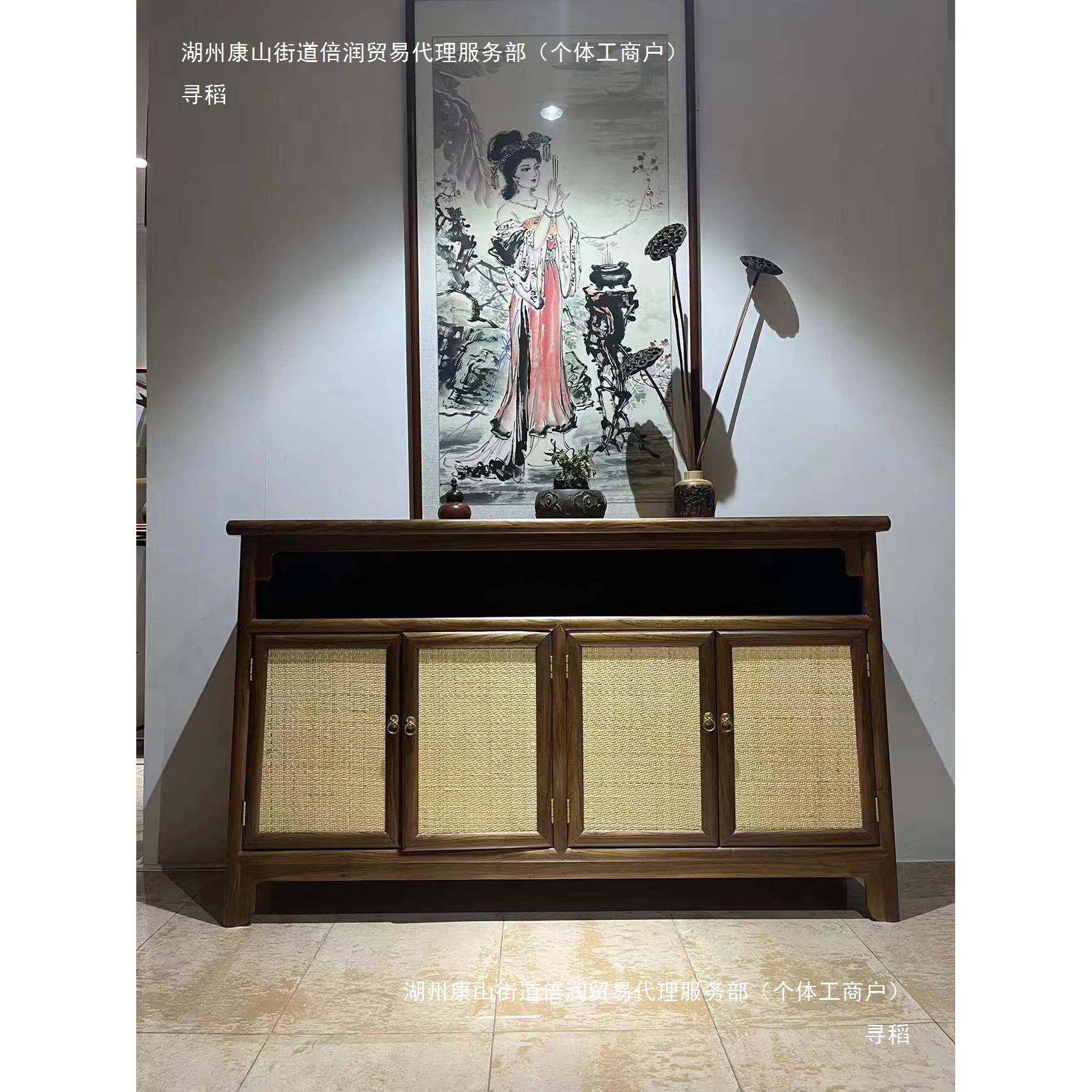 新中式老榆木玄关桌条案黑胡桃木禅意供桌白蜡木现代简约端景台