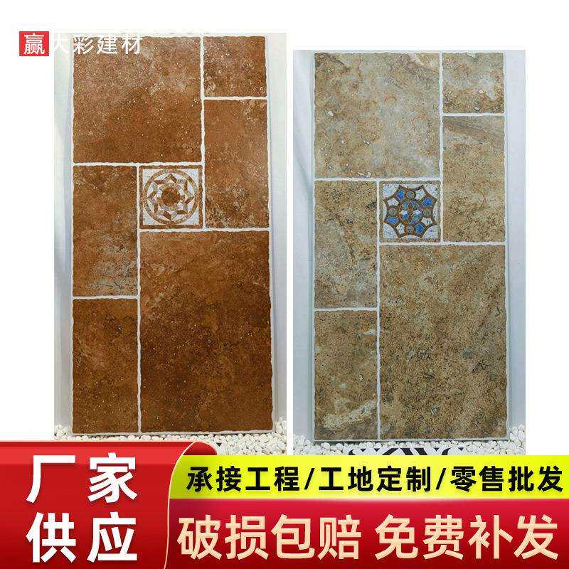 600X1200田园莱姆石古堡瓷砖别墅客厅花园阳台户外露台防滑地板砖