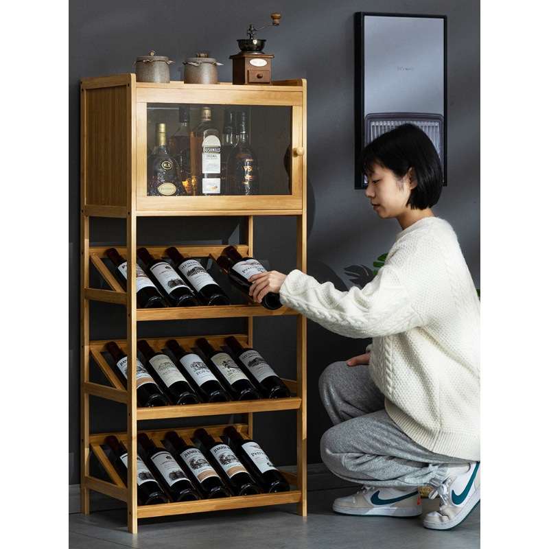 红酒架子置物架家用小酒柜酒格子吧台展示架放酒装饰简易实木靠墙