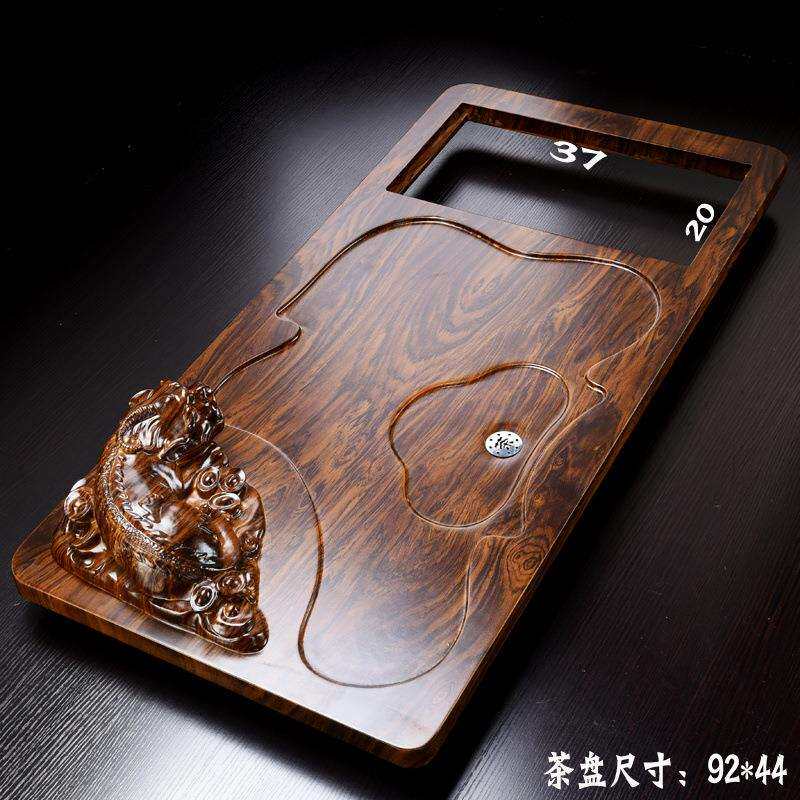 家用办公木质茶台茶海茶盘一体大中号直排储蓄长方形托盘送排水管