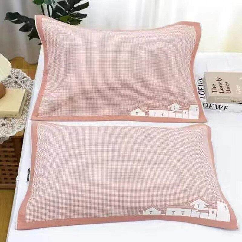 新款高端纯棉枕巾一对装新款全棉加厚防头油吸汗枕头套巾夹棉加大