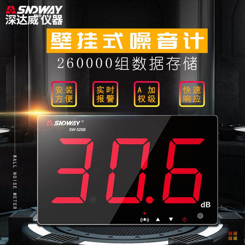 深达威SW-525B壁挂式噪音计分贝仪大屏幕噪声音量测试噪音显示屏