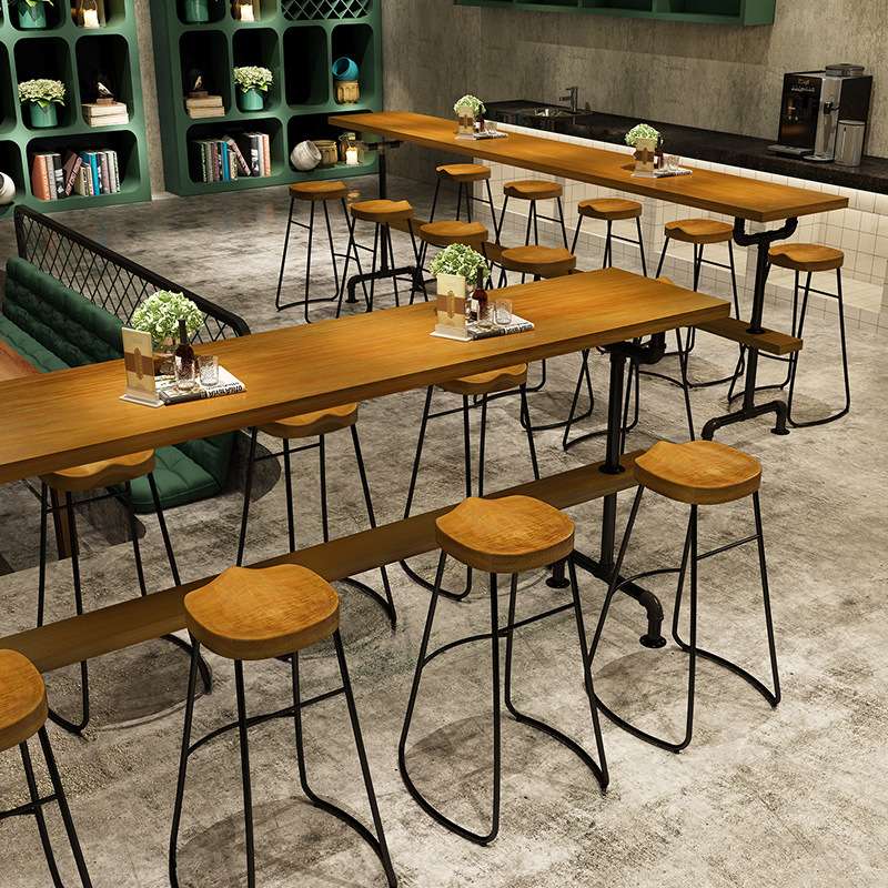 美式工业风复古水管实木吧台桌椅咖啡厅奶茶店西餐厅酒吧高脚桌