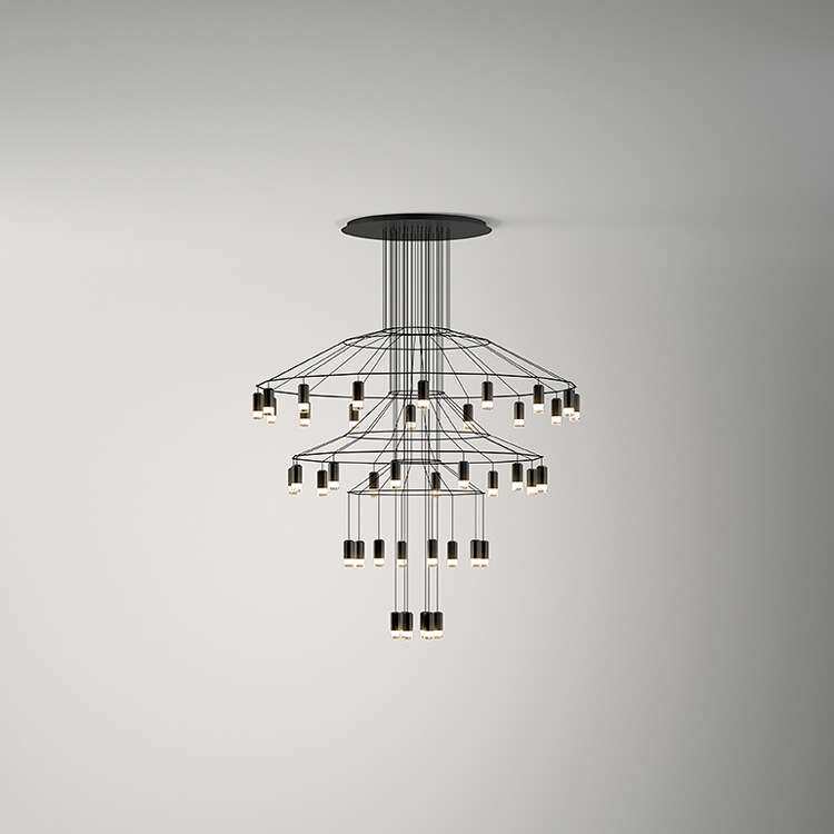 loft客厅吊灯后北欧简约现代别墅设计师楼梯线条灯创意个性吊灯