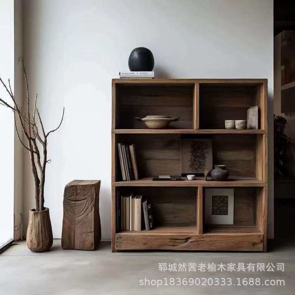 中式老榆木餐边柜客厅靠墙收纳柜实木抽屉式斗柜多宝阁博古架边柜
