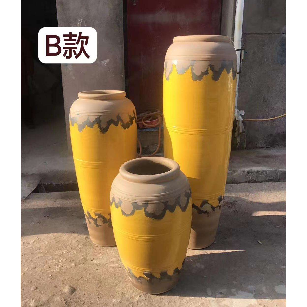 景德镇厂家手工落地大陶罐酒店庭院别墅餐厅民宿插陶瓷花瓶软装饰