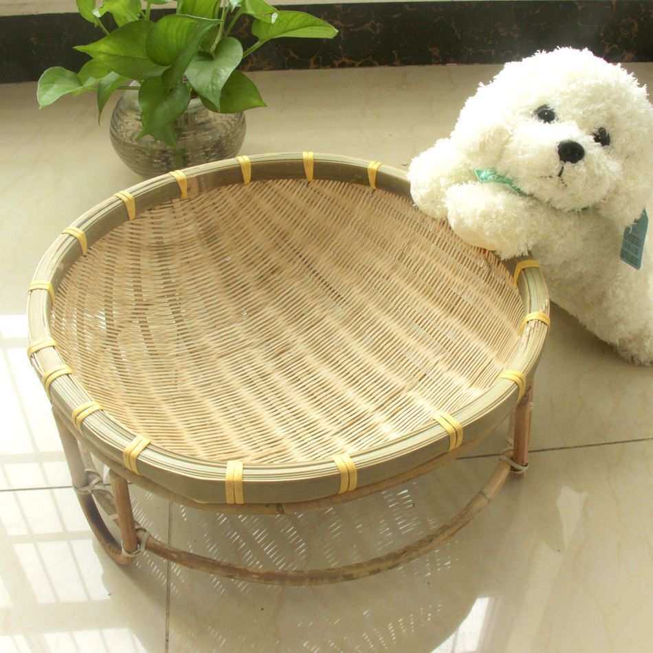 竹篮猫窝素材柜门天然竹编宠物猫窝夏天狗窝新款圆形爪子仿古底座