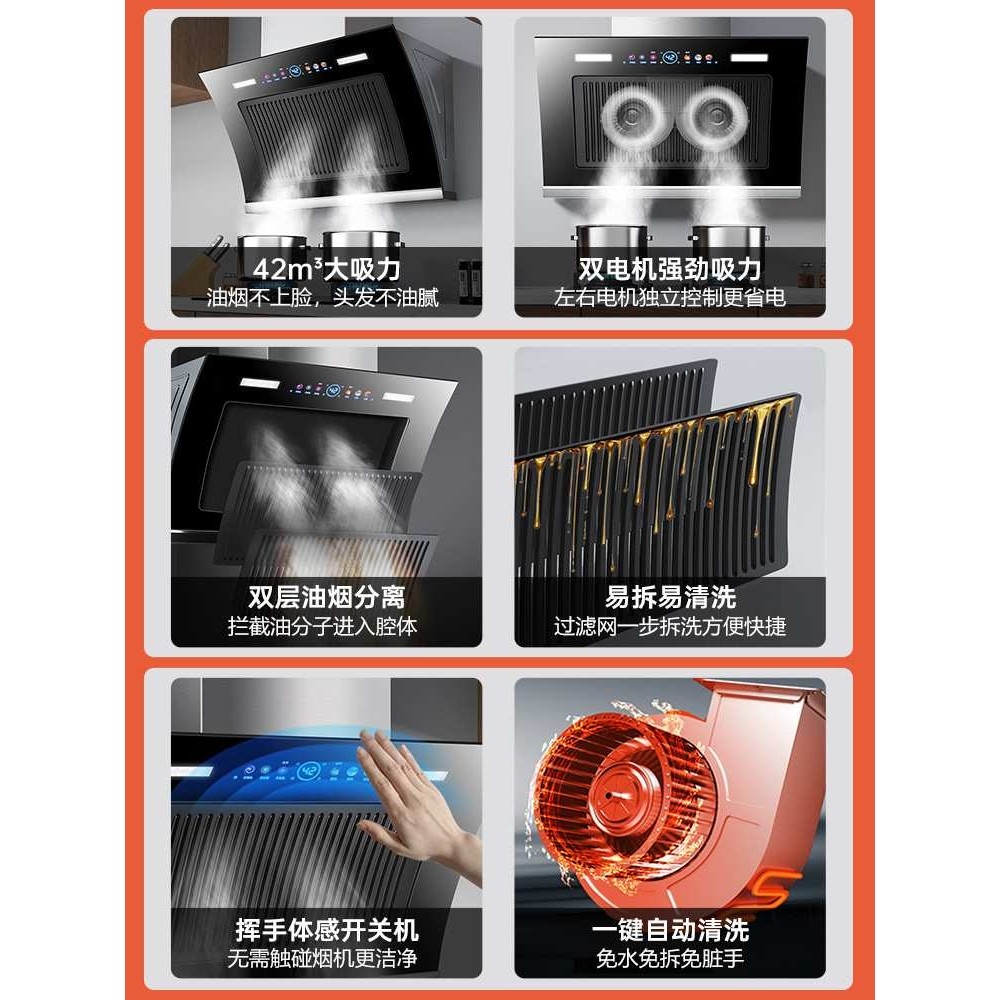 半球双电机抽油烟机家用出租房厨房脱排抽烟机大吸力吸油烟机安装