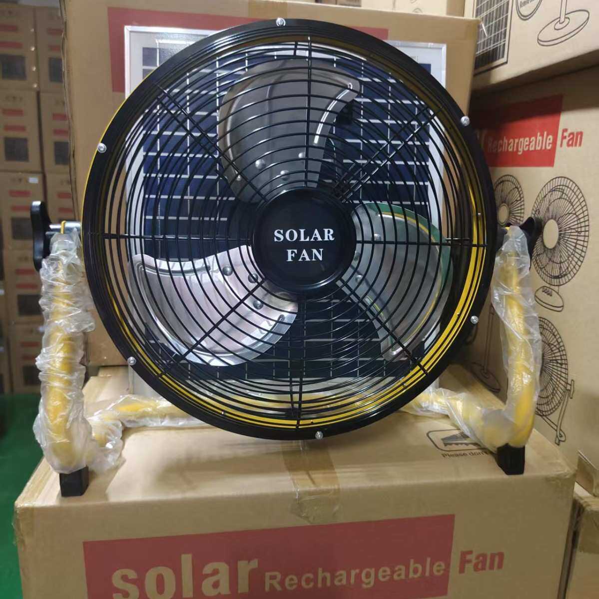 太阳能风扇12V12寸14寸家用户外摆摊便携充电趴地扇户外露营