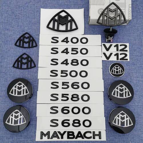 适用新款奔驰S680字标尾标S400改装迈巴赫MAYBACH标志贴V12侧标