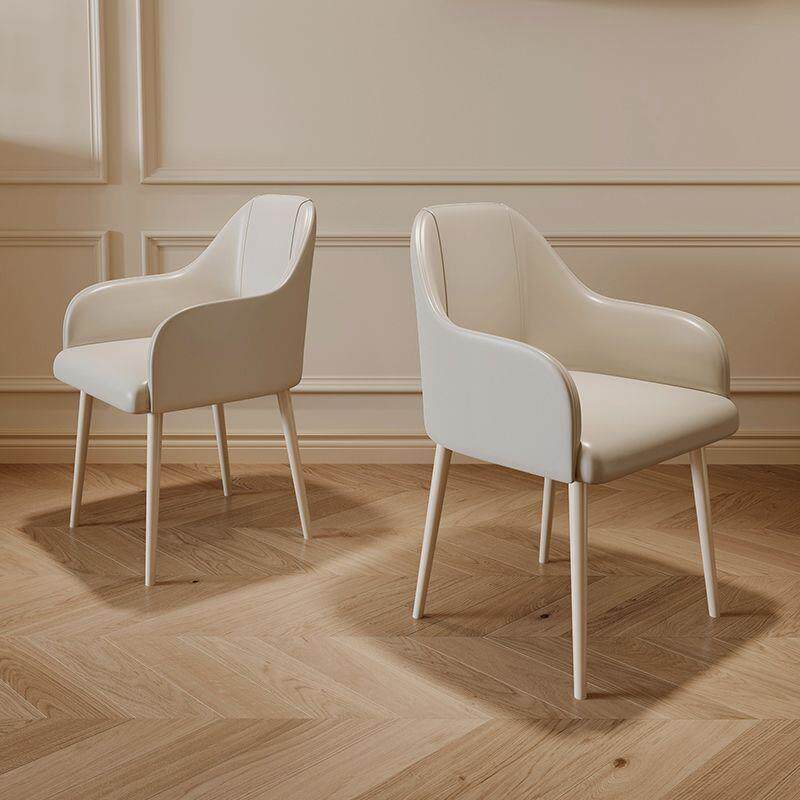 法式奶油风靠背带扶手椅子餐椅简约现代家用轻奢餐桌小户型高级感