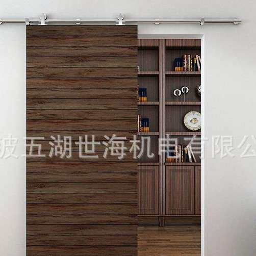美式单门304不锈钢谷仓门五金推拉门移门厨房门轨道滑轮滑轨吊轨