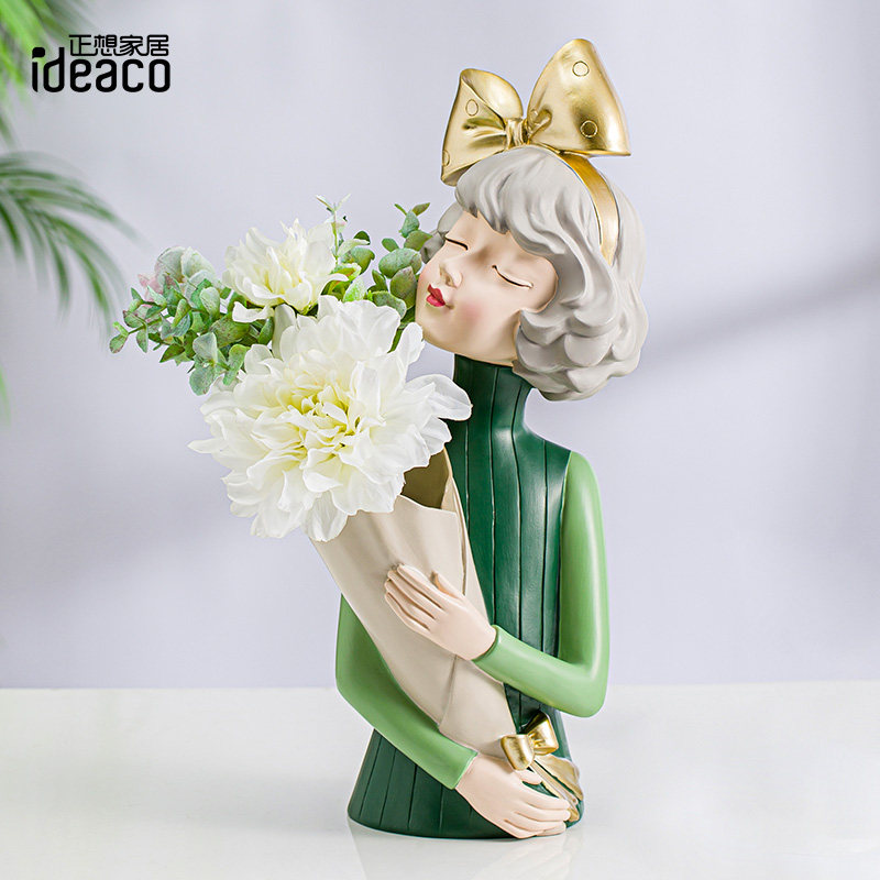 蝴蝶结捧花女孩摆件花瓶花器客厅玄关电视柜装饰品生日乔迁礼物,家居饰品,花瓶,淘宝优惠券,粉丝福利购,淘宝优惠卷