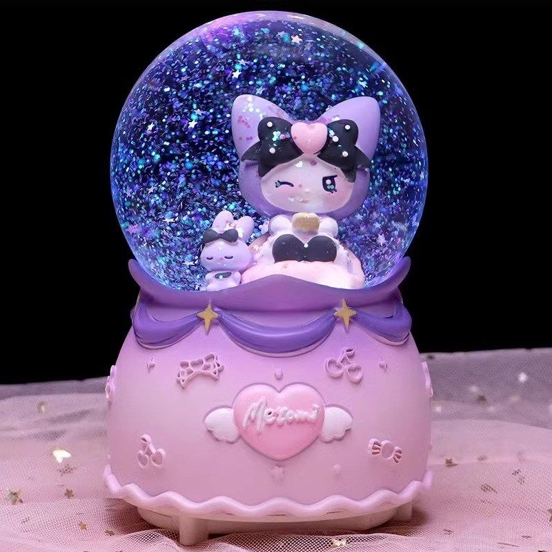 可爱樱花库洛米水晶球音乐盒发光旋转飘雪八音盒儿童女孩生日礼物,家居饰品,音乐盒,淘宝优惠券,粉丝福利购,淘宝优惠卷