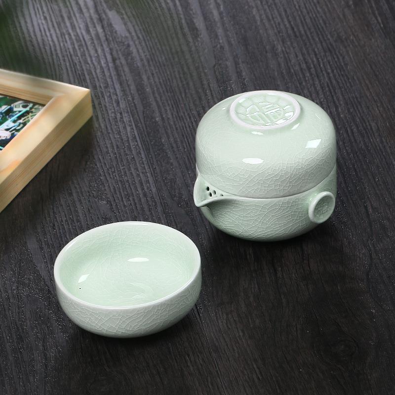 汝窑快客杯一壶一二两杯便携旅行小茶具陶瓷个人迷你办公简易茶杯