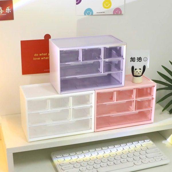 包邮桌面收纳盒新款六宫格多格抽屉式文具手账盒子透明防尘储物盒,收纳整理,手帐收纳盒,淘宝优惠券,粉丝福利购,淘宝优惠卷