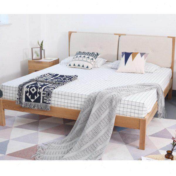 北欧风实木床1.8米 双人床1.5 主卧室现代简约床软包婚床橡木家具,住宅家具,实木床,淘宝优惠券,粉丝福利购,淘宝优惠卷