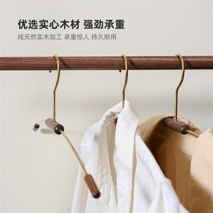 黑胡桃实木衣柜挂衣杆免打孔定制柜内木质衣橱内衣架杆挂杆子横杆