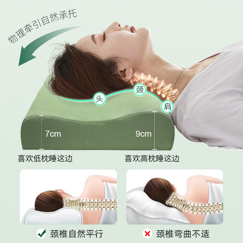 45*28泰国天然乳胶枕头单人军绿色枕套护颈枕男女宿舍专用硬枕芯