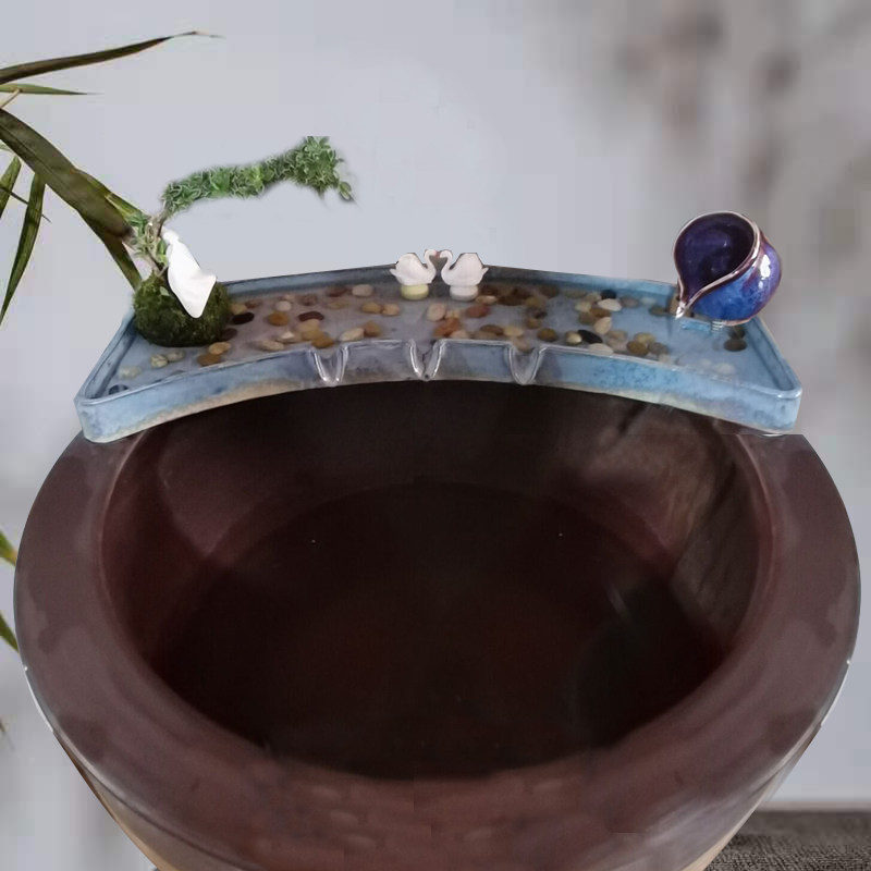陶瓷鱼缸过滤器流水循环摆件不含盆配件水池假山瀑布景观大型造景
