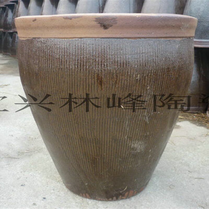 宜兴陶瓷土缸 老式3菜0斤水容量粗陶腌0米缸鱼缸 水陶酿酒发酵缸
