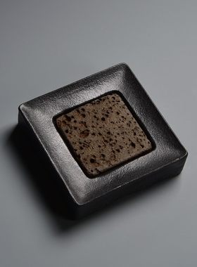 端方乌金石火山岩垫壶承 手工石雕茶托茶台干泡茶盘养壶托盘 茶海