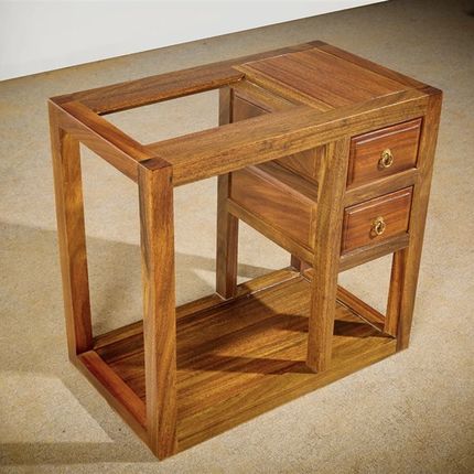 奥坎茶水柜实木大板边柜家用泡茶台原木中式餐边柜茶几茶桌储物柜