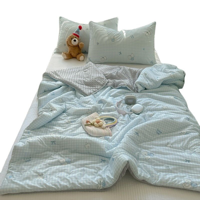 夏季凉感丝冰豆豆夏凉被非全纯棉空调被可机洗单双人夏被薄款被子