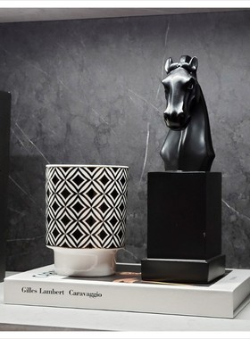 现代样板间软装饰品客厅书架轻奢家居摆件挂画杯蜡相架组合ZH2619