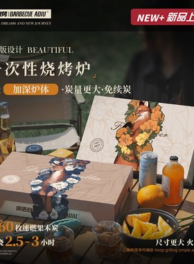 阿丢烧烤炉户外一次性烧烤炉户外烧烤架便携式无烟碳烤炉木炭炉子