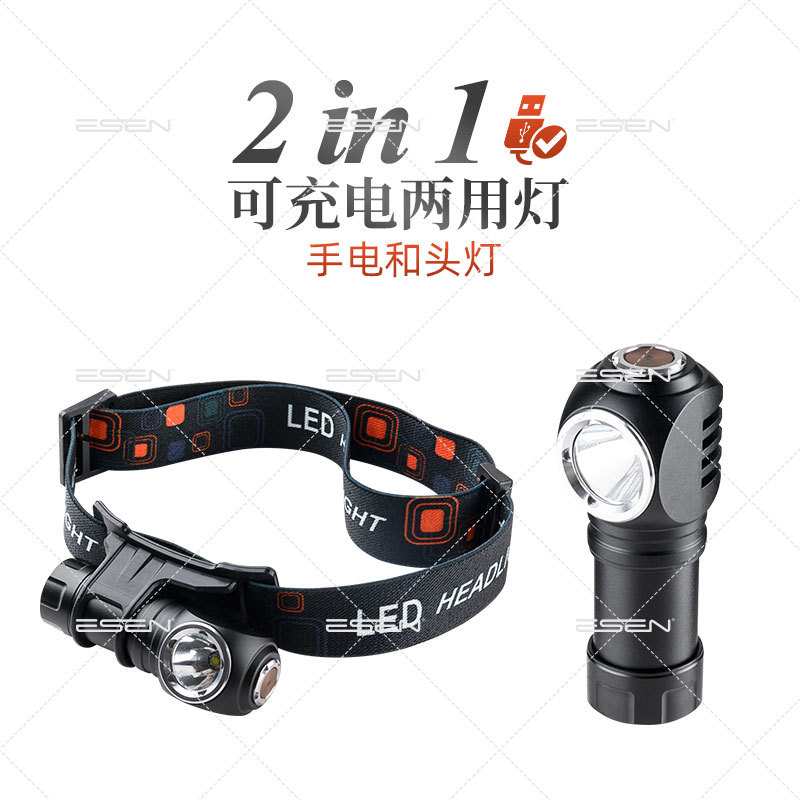 户外头灯2021新款充电手电筒500流明USB-C头戴式头灯充电mini夜跑