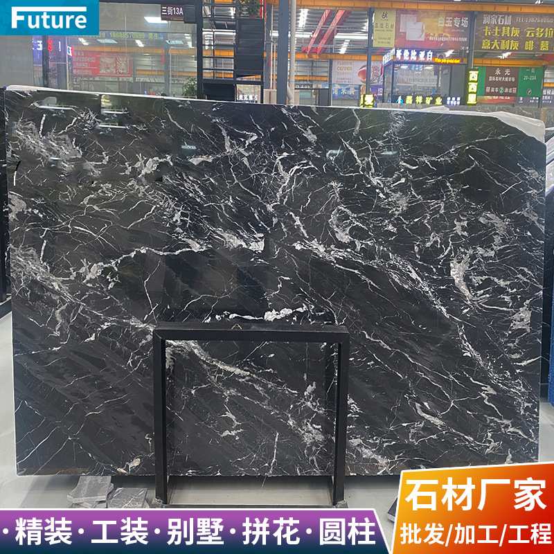 意大利黑网大理石  天然黑白色纹路餐厅别墅平层耐脏墙地面砖