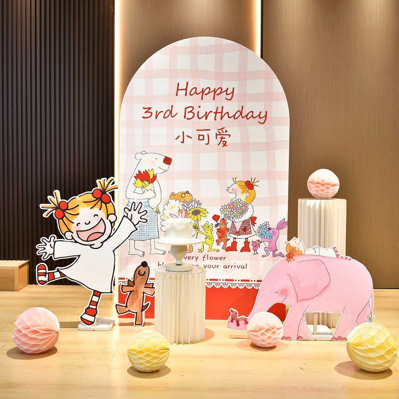 coco酱可爱女孩宝宝儿童生日百天周岁一岁场景布置气球kt板定制