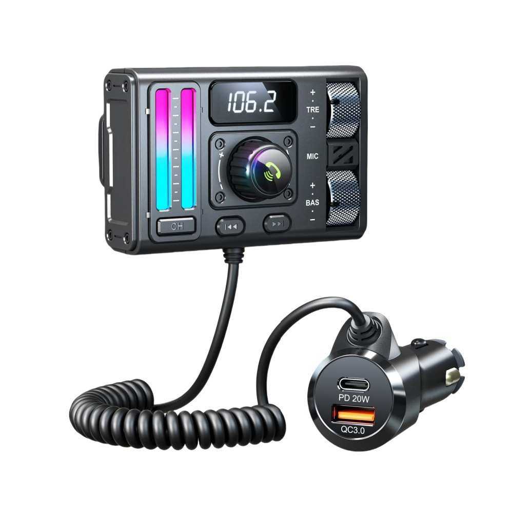 MT02车载mp3蓝牙播放器新款重低音AUX点烟器蓝牙车充快充fm发射器