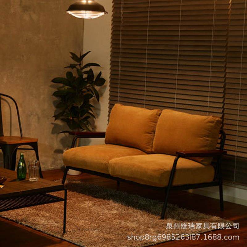 日式复古loft工业风铁艺双人沙发小户型美式咖啡厅服装店沙发椅子