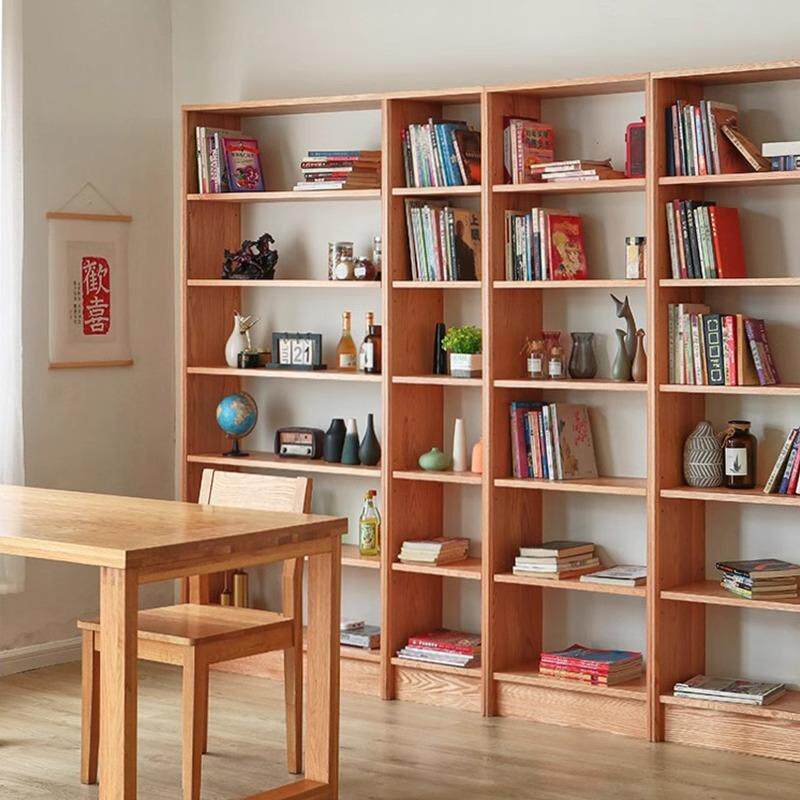 实木组合大书柜原木红橡木樱桃木简单隔断书架收纳置物架整墙