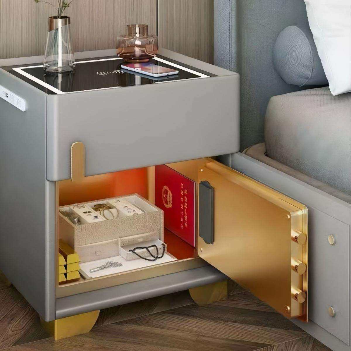 家用新款智能床头柜一体简约无线充电多功能卧室安全收纳保险柜