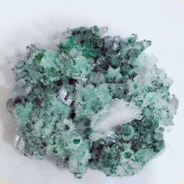天然绿幽灵晶簇 水晶原石摆件 家居摆件 办公装饰 厂家