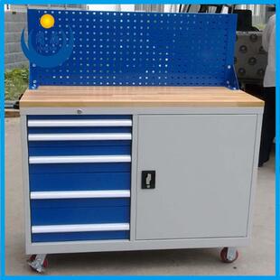 移动型组合工具车 橡木桌面工具柜 汽修厂维修作业车 方孔挂板车