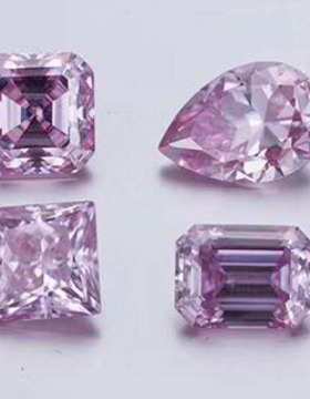 供应过测笔粉红色倒角阿斯切形莫桑石裸石 碳化硅车平倒八角方钻