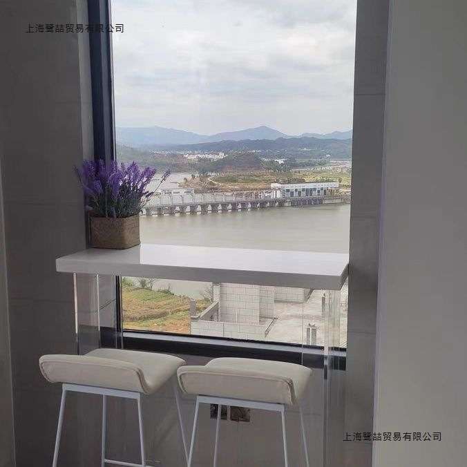 简约实木亚克力吧台桌休闲高脚窄桌透明悬浮靠墙阳台吧台桌椅轻奢