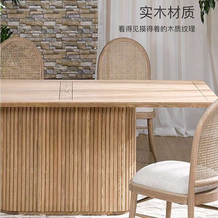 北欧实木圆桌小户型家用现代简约藤编餐桌椅组合网红创意民宿家具