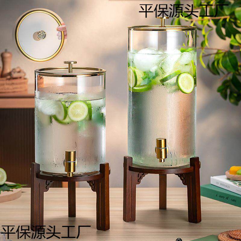 玻璃泡商用高档家用储水桶水果茶桶带饮料大容量龙头冷水壶耐高温